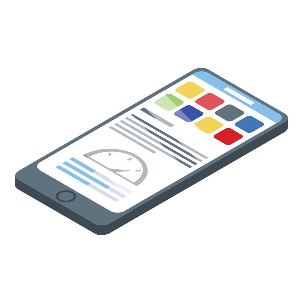 testando o ícone do software do smartphone, estilo isométrico vetor