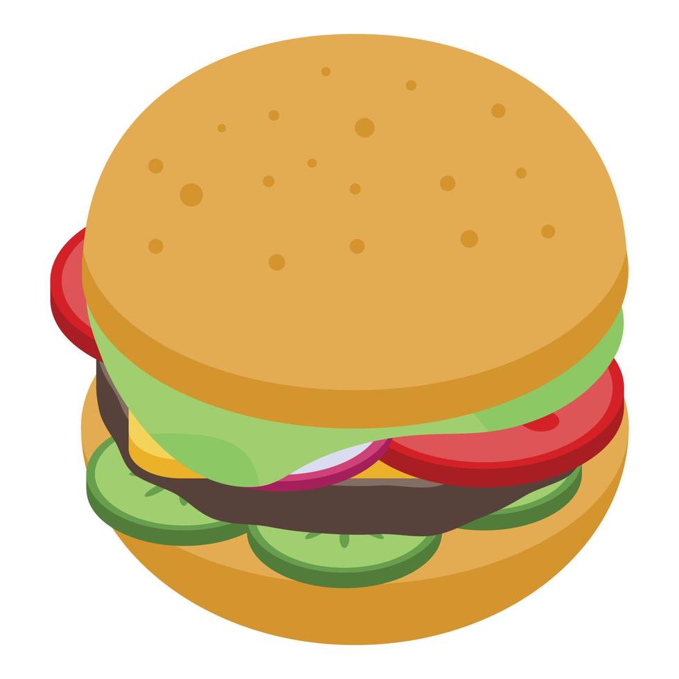 ícone de hambúrguer americano, estilo isométrico vetor