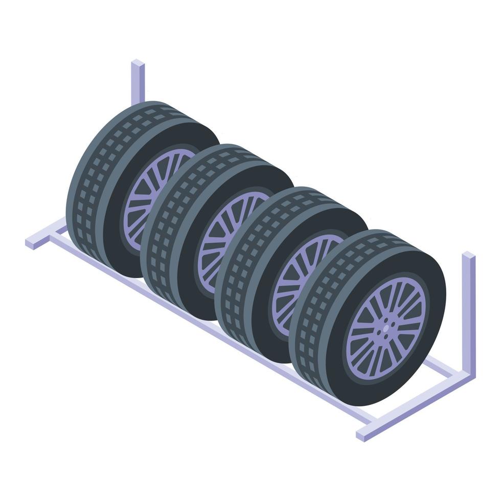 ficar ícone de rodas de carro, estilo isométrico vetor