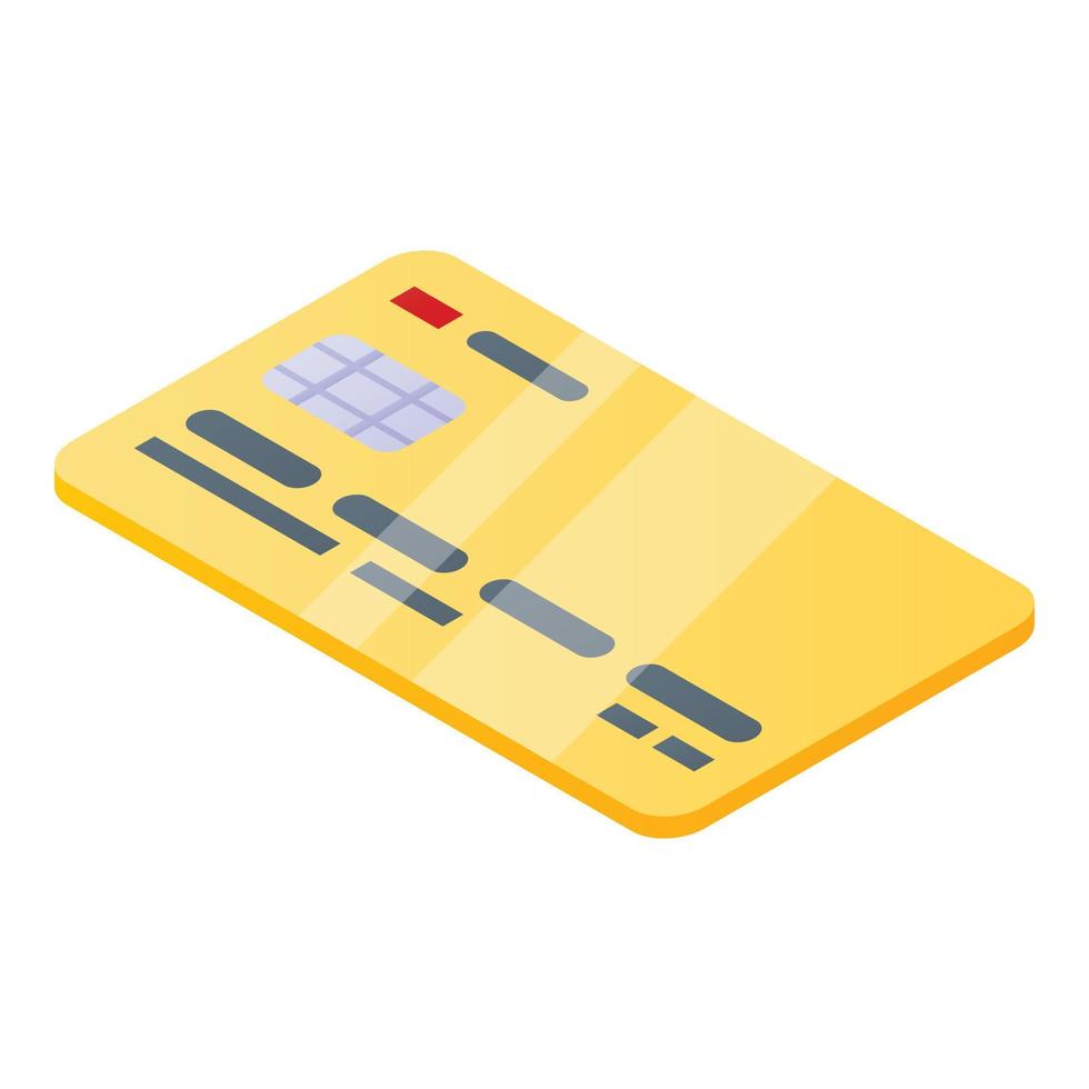 ícone de cartão de crédito ouro, estilo isométrico vetor