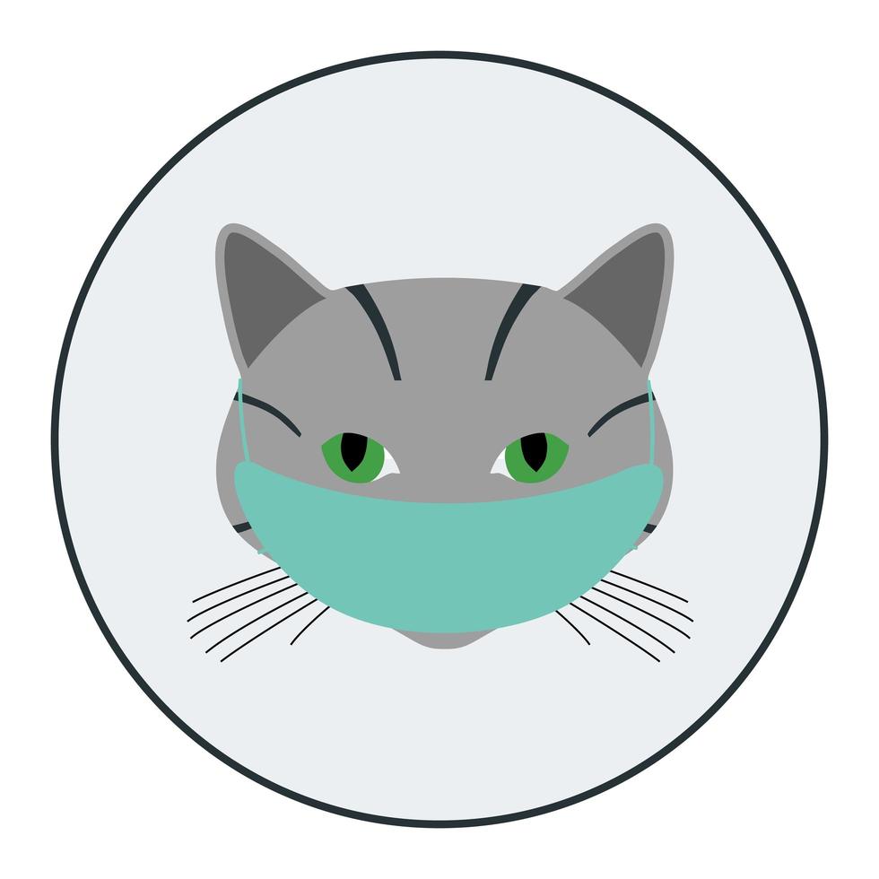 avatar de gato com máscara médica vetor