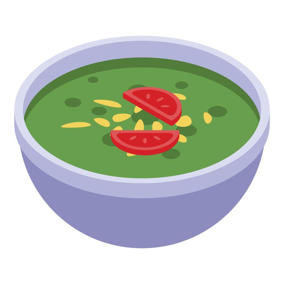 ícone de sopa indiana verde, estilo isométrico vetor