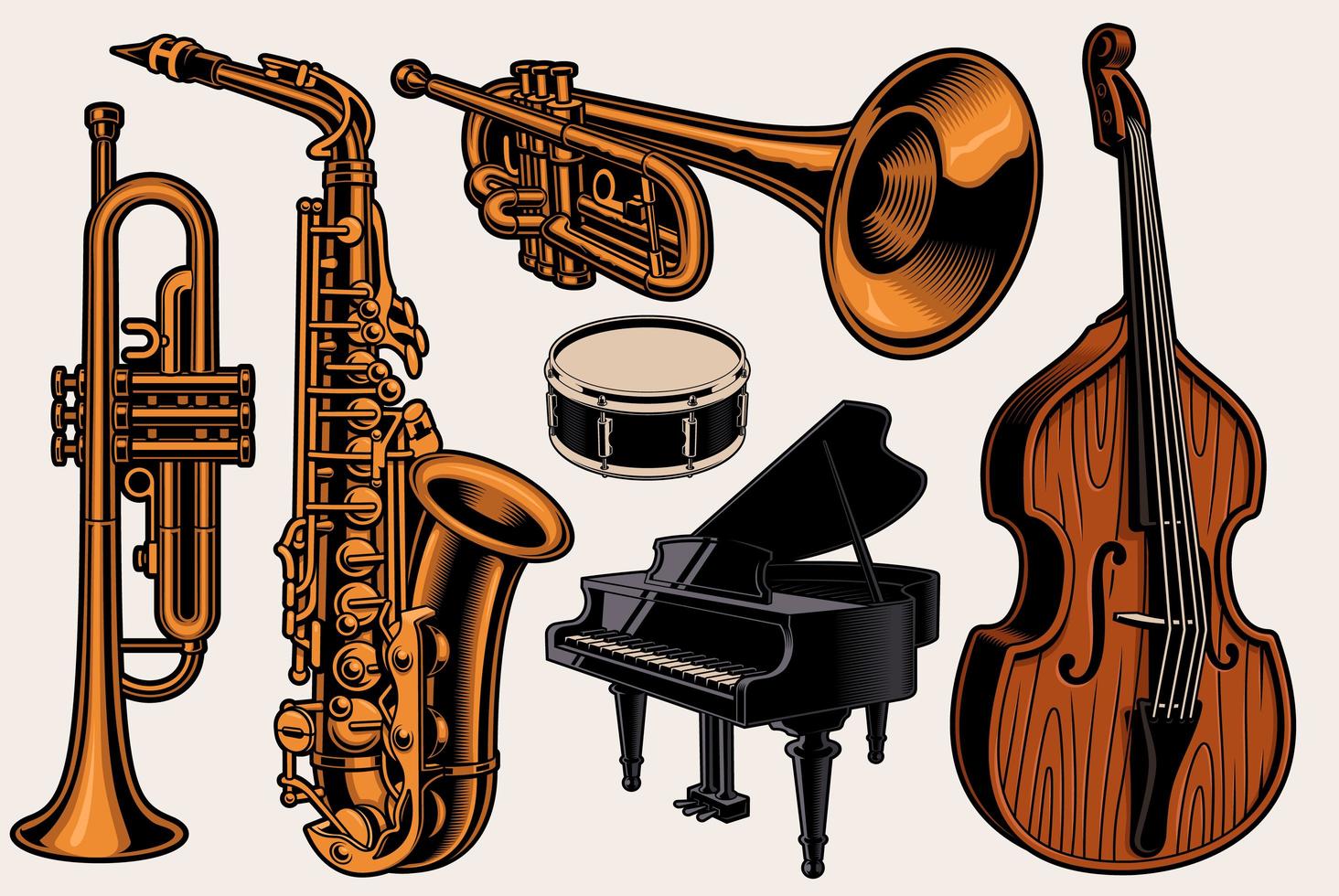 diferentes instrumentos musicais vetor