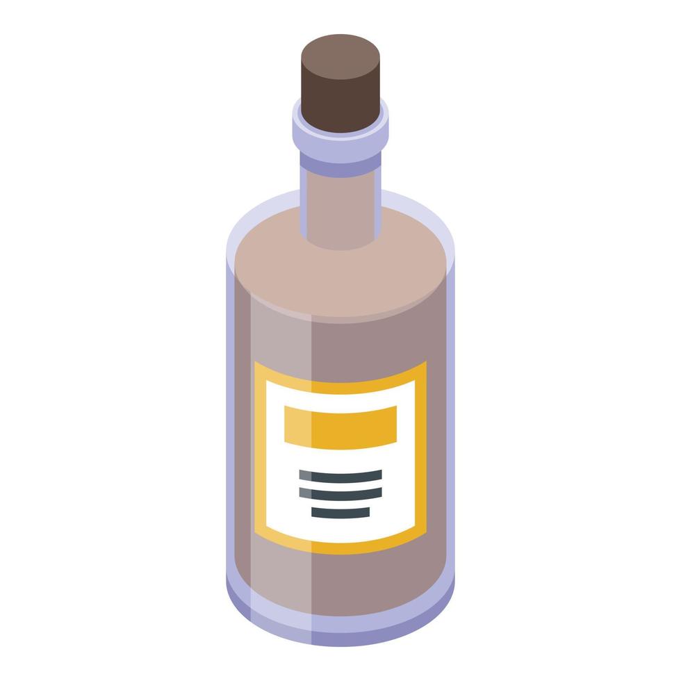 ícone de garrafa de rum pirata, estilo isométrico vetor