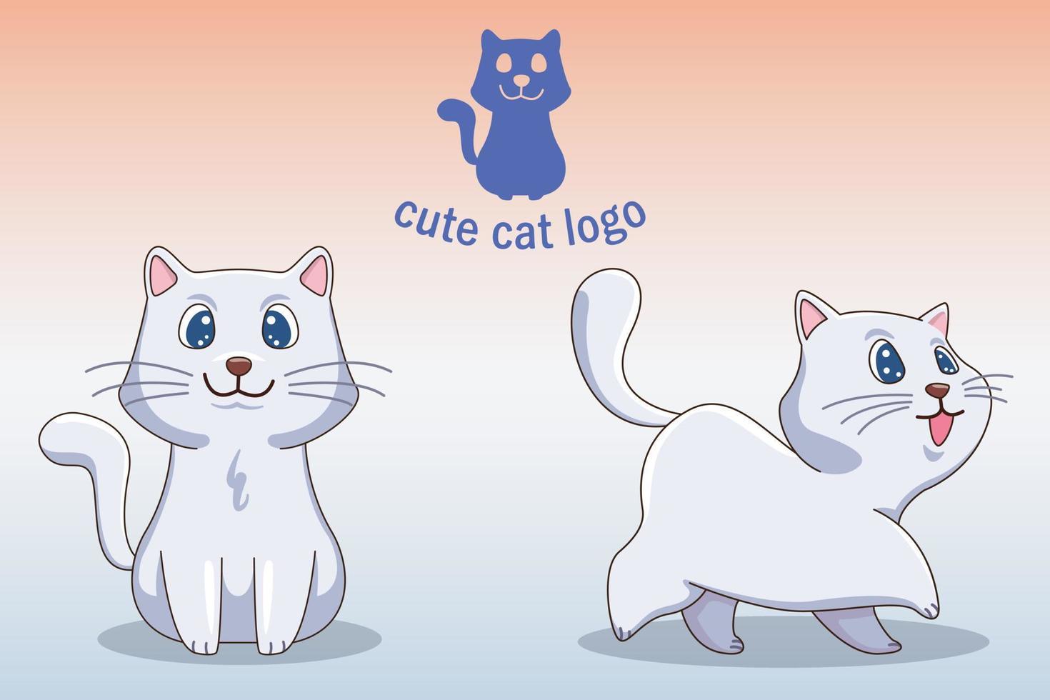 lindo bebê gatinho branco personagem cartoon estilo plano, floresta, design de impressão, ilustrações vetoriais vetor