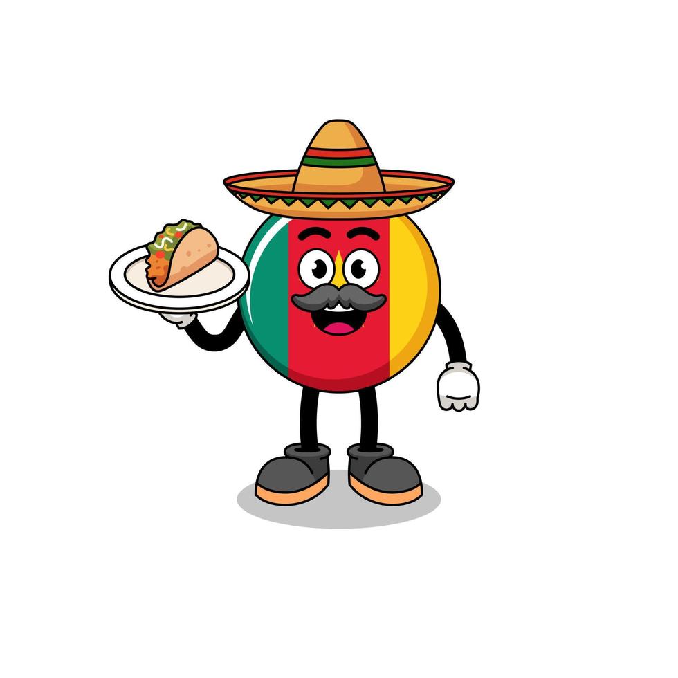 desenho de personagem da bandeira dos camarões como chef mexicano vetor