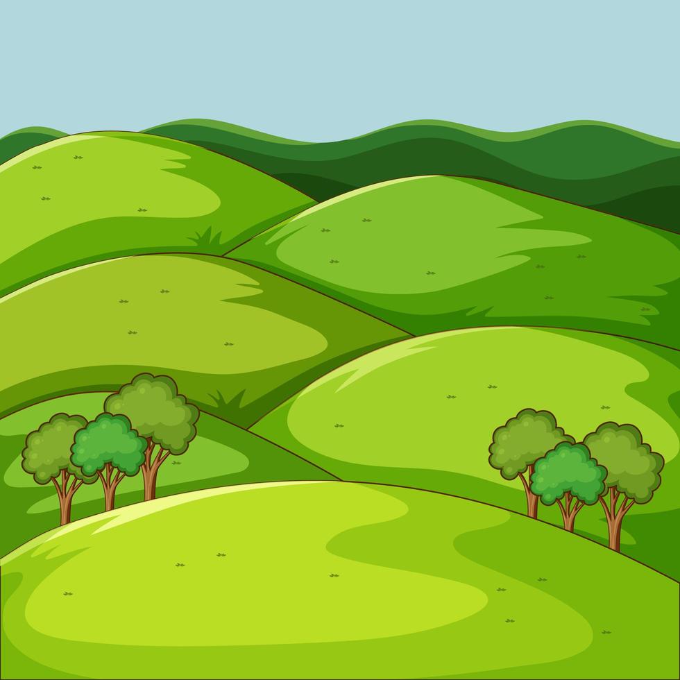 paisagem verde vazia com montanhas vetor