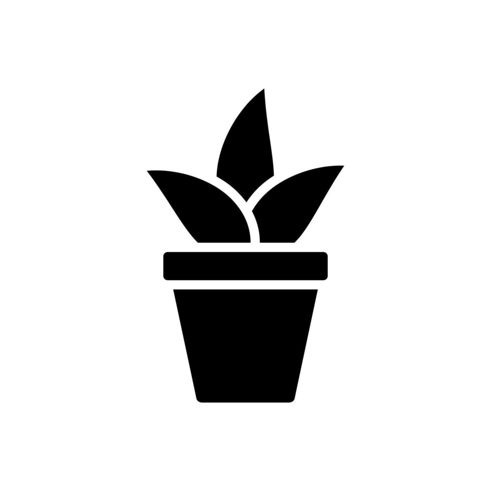 planta em ícone de pote preto. cultivo de plantas caseiras e mudas para decoração de interiores com decoração natural e plantio com cultivo em jardim de vetores