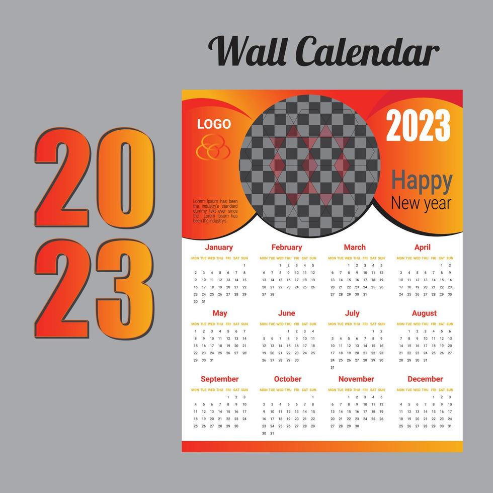 design criativo e exclusivo de calendário de parede de escritório 2023 vetor