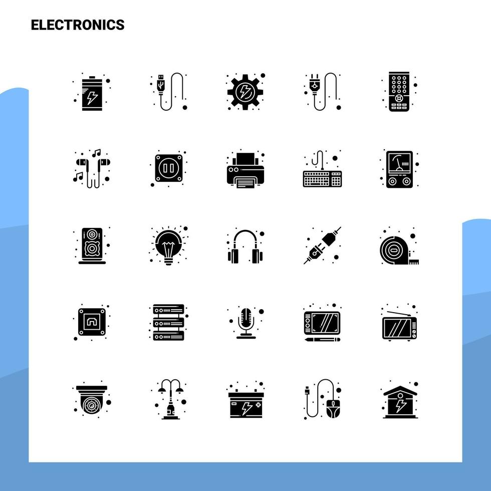 25 conjunto de ícones eletrônicos modelo de ilustração vetorial de ícone glifo sólido para web e ideias móveis para empresa de negócios vetor