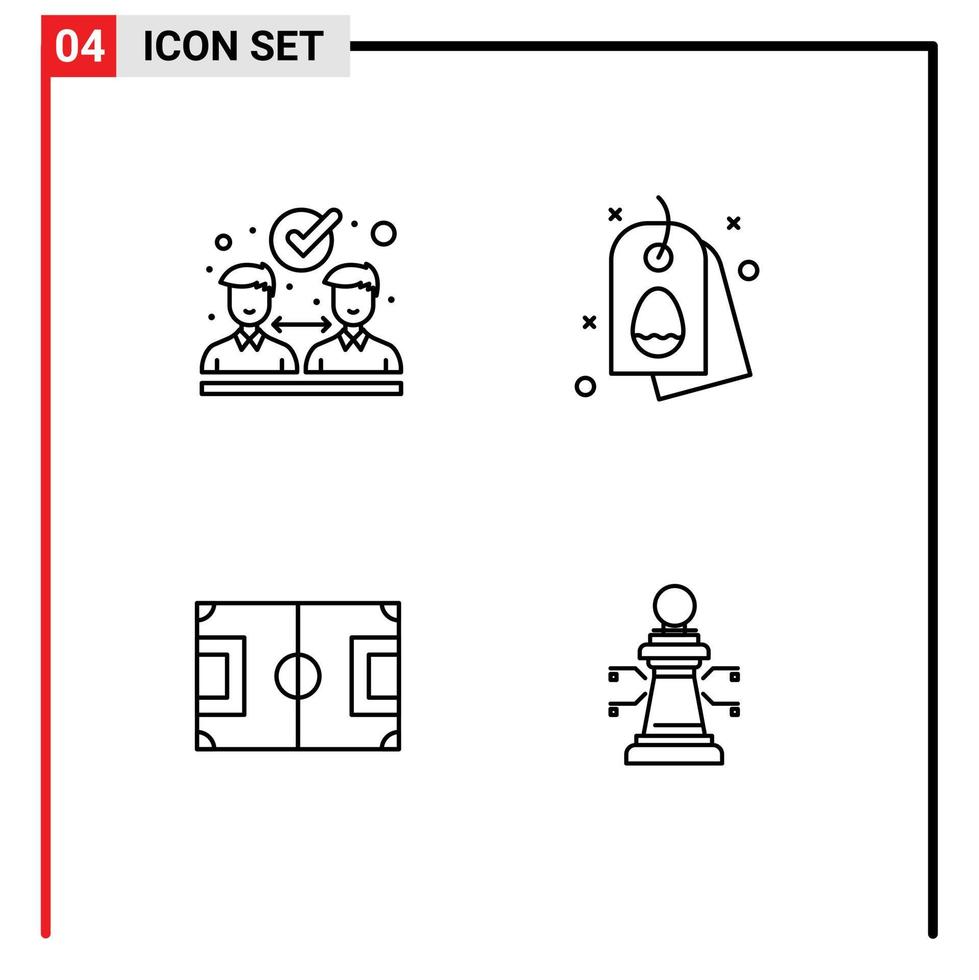 conjunto de linha de interface móvel de 4 pictogramas de elementos de design de vetores editáveis de futebol de marca de jogo de acordo