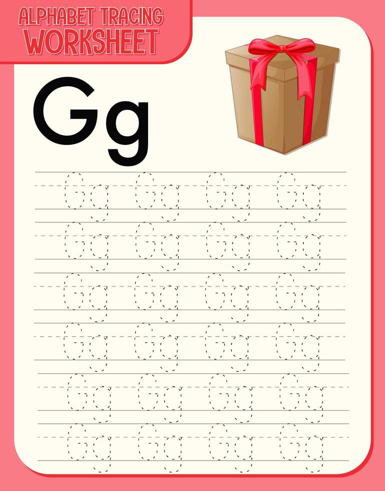 planilha de rastreamento do alfabeto com as letras ge g vetor