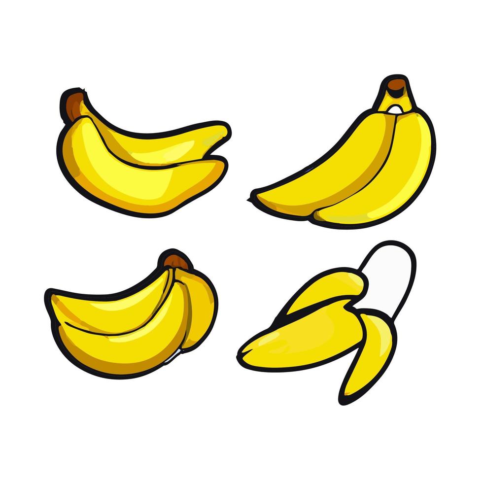 ícone de fruta de design plano de banana. conjunto de ícones de banana. vetor. vetor