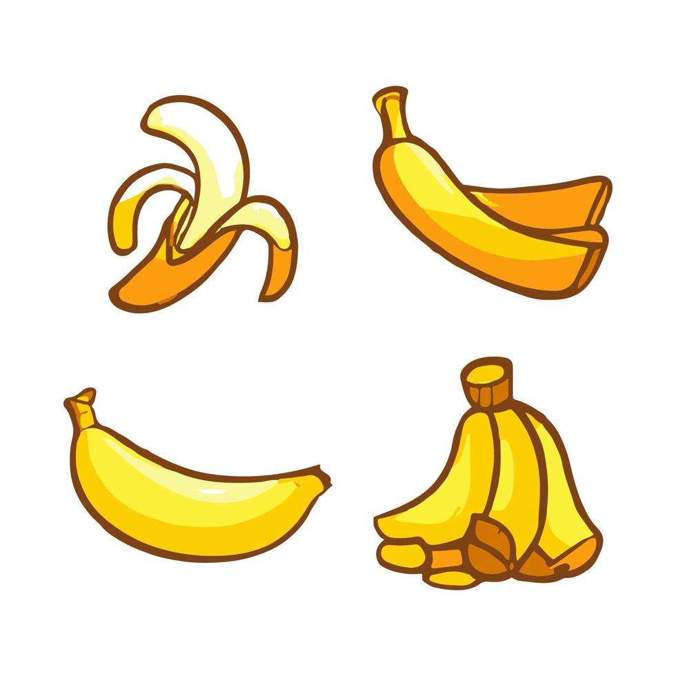 ícone de fruta de design plano de banana. conjunto de ícones de banana. vetor. vetor