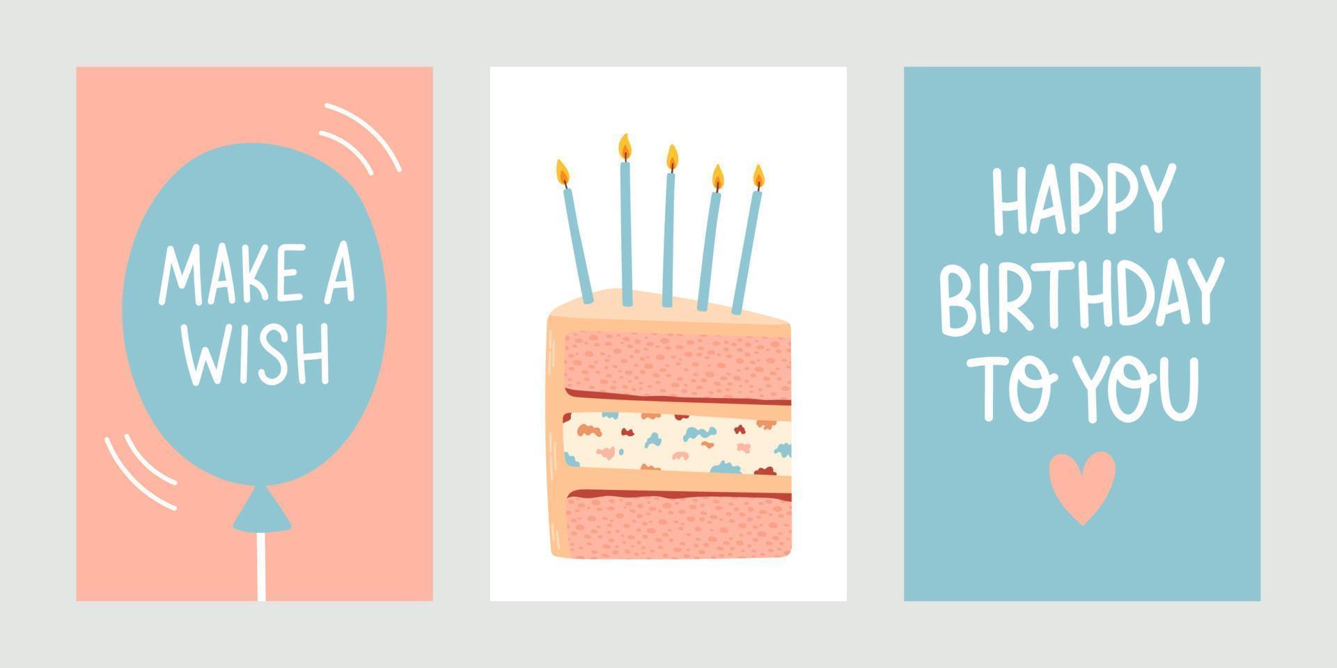 conjunto de design de cartões de aniversário. ilustração vetorial eps 10 vetor