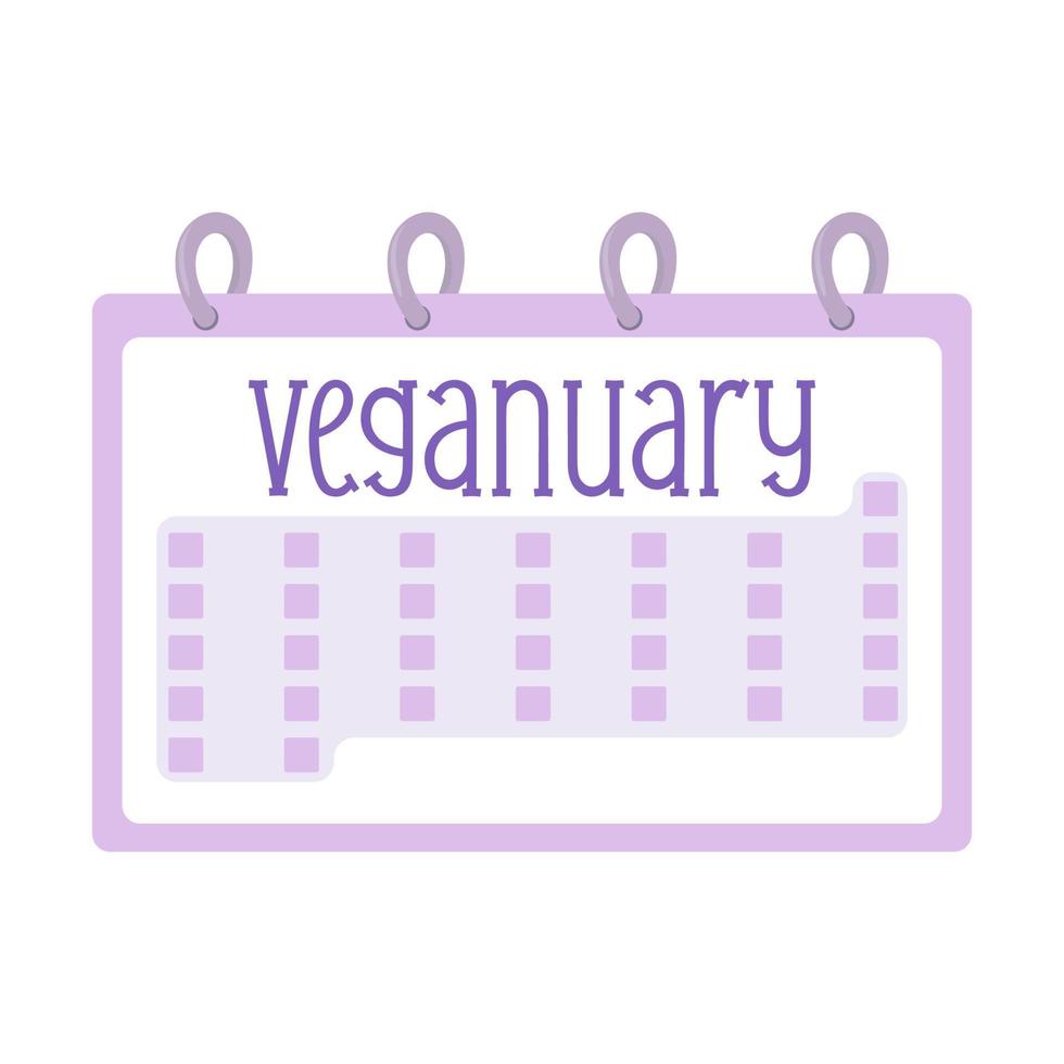 calendário com veganuary. um chamado para se tornar vegano. desafio em janeiro. informando o público sobre comida vegana e estilo plano diet.cute. vetor