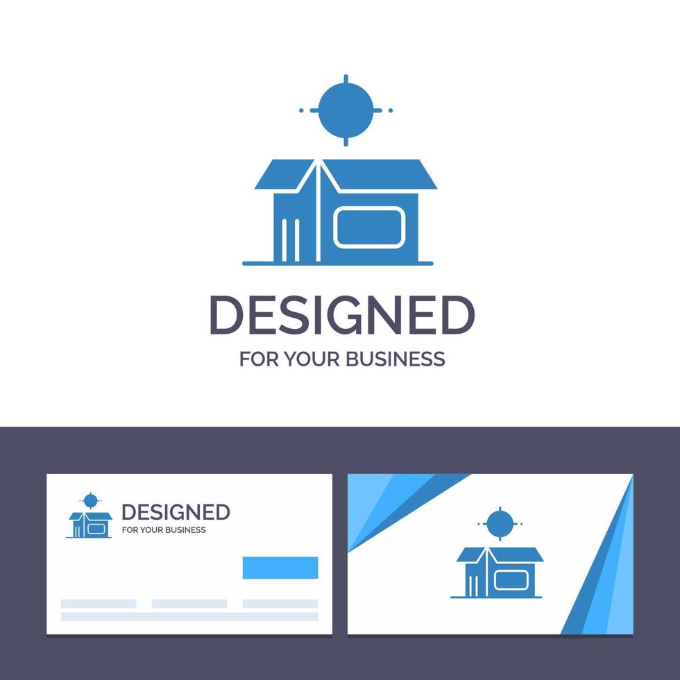 cartão de visita criativo e modelo de logotipo caixa de produto aberta ilustração vetorial de produto de caixa aberta vetor