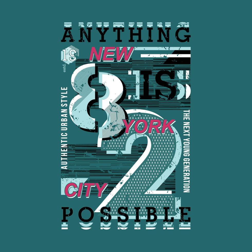 cidade de nova york, gráfico de letras, camiseta de tipografia, ilustração vetorial vetor