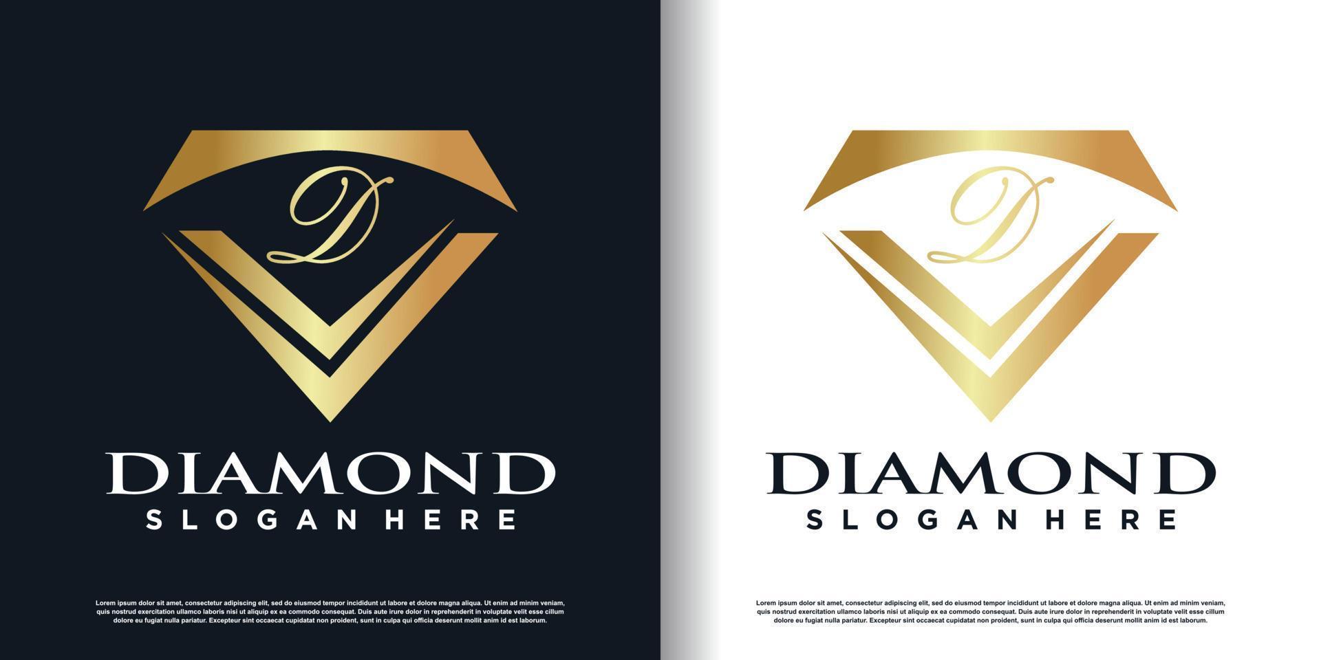 vetor de design de logotipo de diamante com vetor premium de conceito criativo