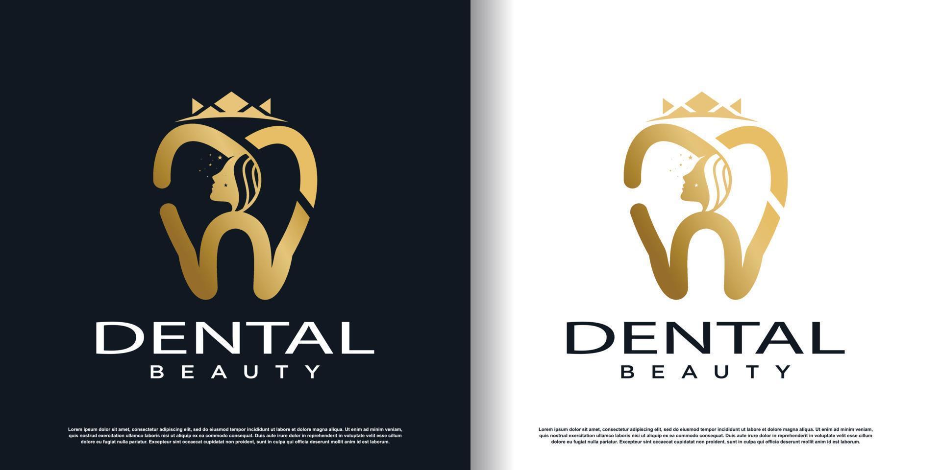 design de logotipo de beleza dental com vetor premium de conceito criativo