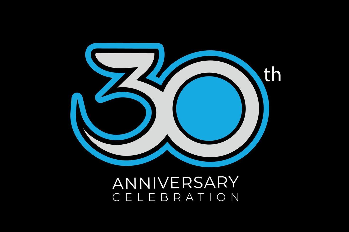 projeto de celebração do 30º aniversário em preto vetor