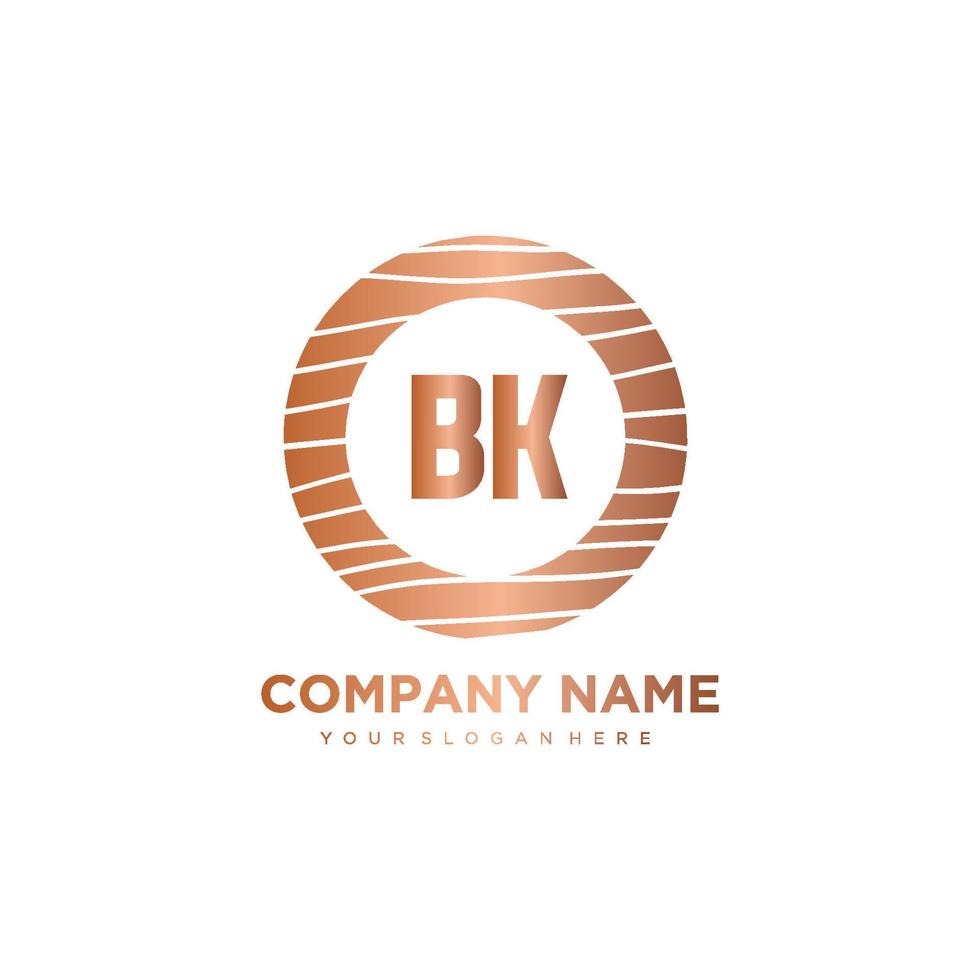 vetor de modelo de logotipo de madeira de círculo de letra inicial bk