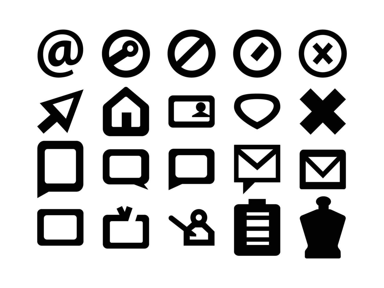 conjunto de ícones da interface do usuário arquivo vetorial de cor preta sólida vetor