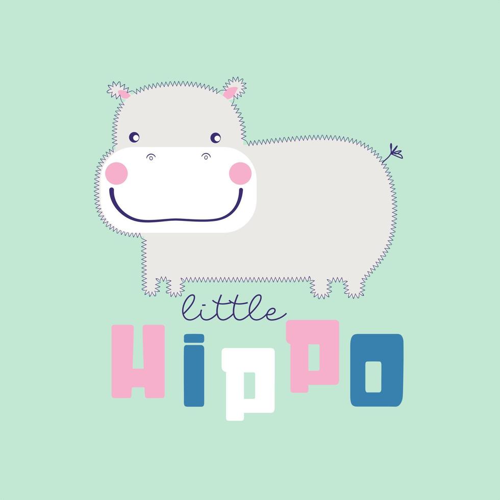 cartão de hipopótamo bebê fofo vetor