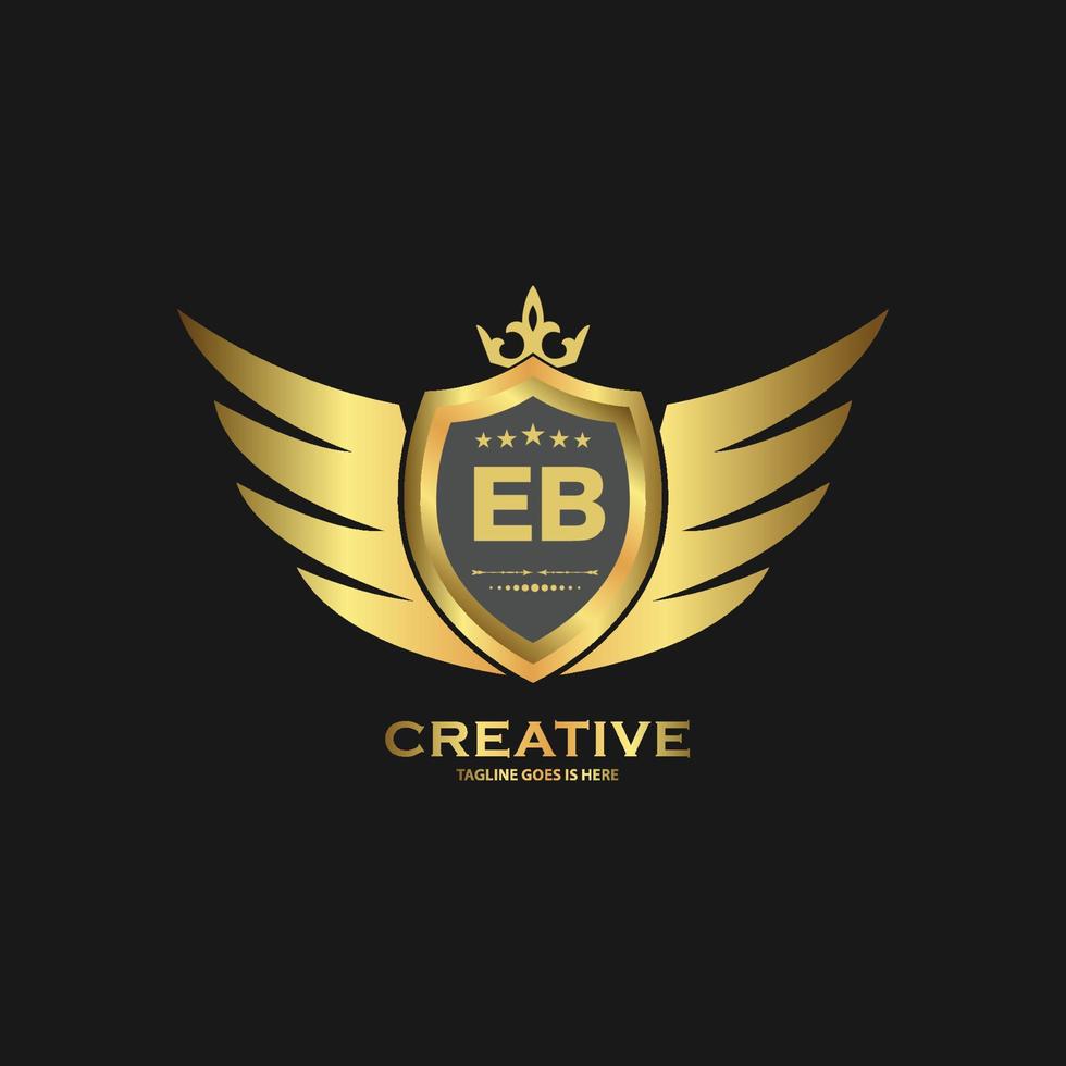 modelo de design de logotipo de escudo de letra abstrata eb. sinal de negócio de monograma nominal premium. vetor