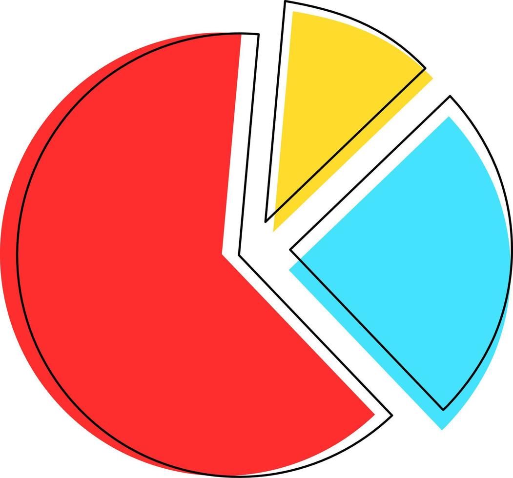 ícone de vetor de gráfico de pizza. gráfico de círculo. diagrama colorido. ícone plano isolado no fundo branco. gráfico de pizza de negócios para documentos, relatórios, apresentações e infográfico. design material