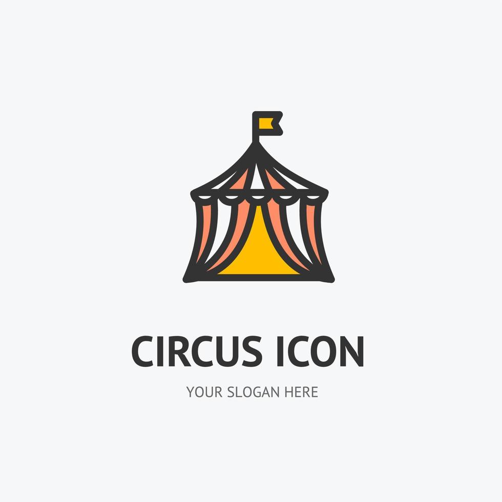 conceito de emblema de ícone de linha fina de sinal de tenda de circo. vetor