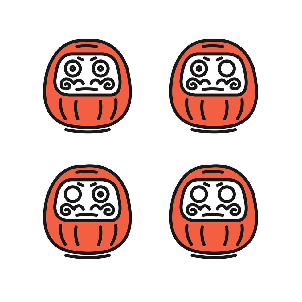 daruma boneca tradicional japonesa bodhidharma assina conjunto de ícones de linha fina. vetor