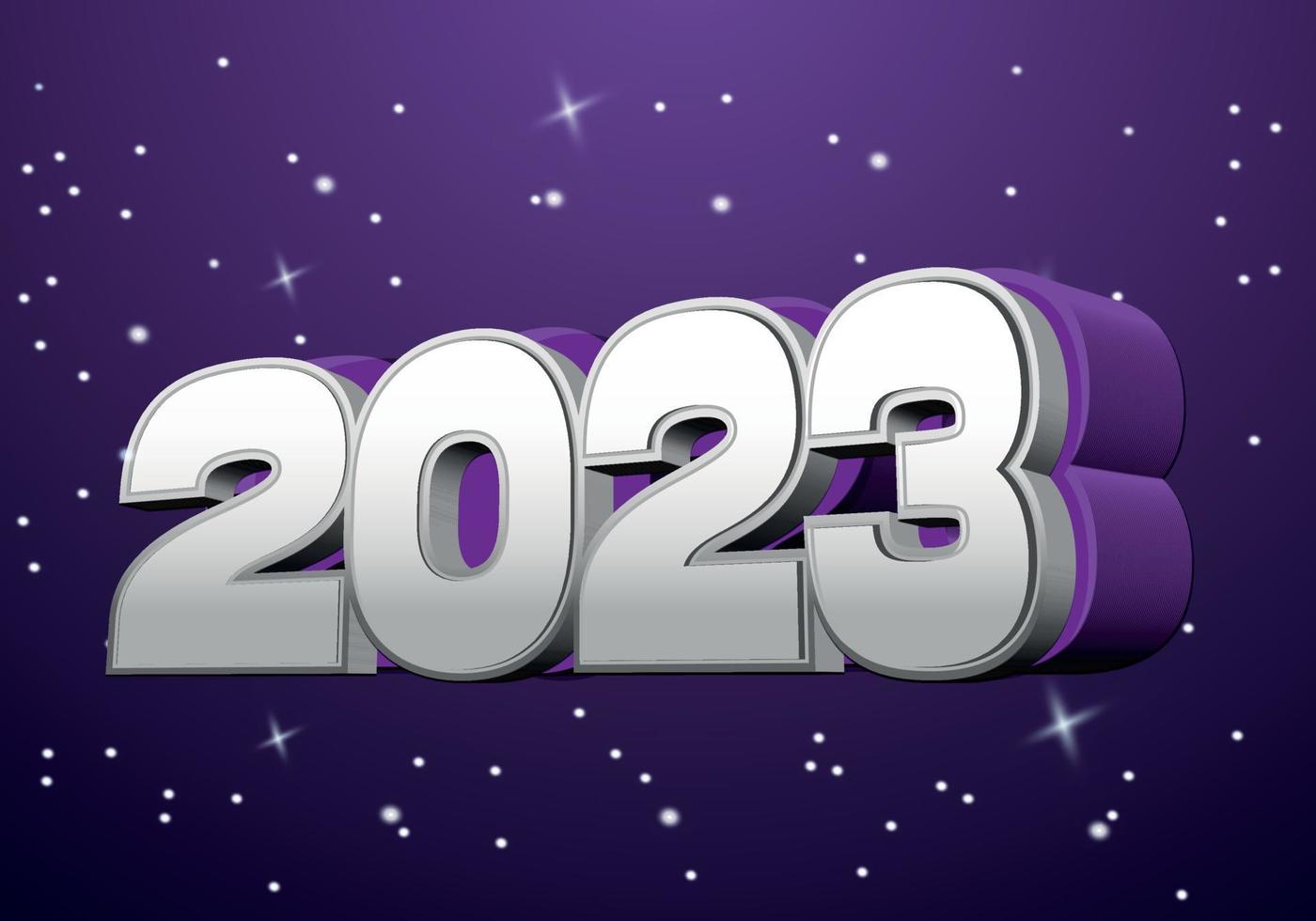 2023 ano novo efeito 3d. cartão de desejo de ano novo, cartão de convite de ano novo de luxo 2023. vetor