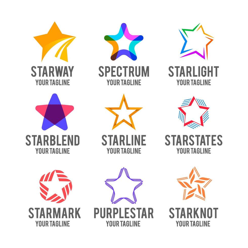 coleção de vários logotipos de estrelas vetor
