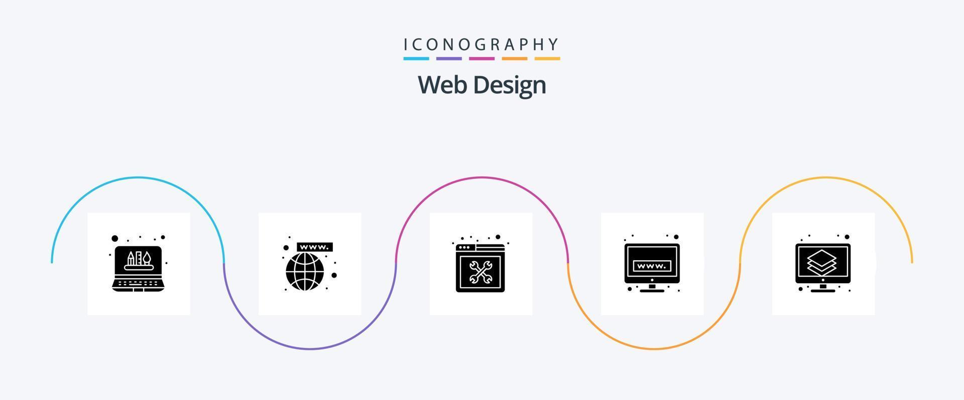pacote de ícones de glifo 5 de design da web, incluindo . Projeto. Projeto. criativo. tecnologia vetor