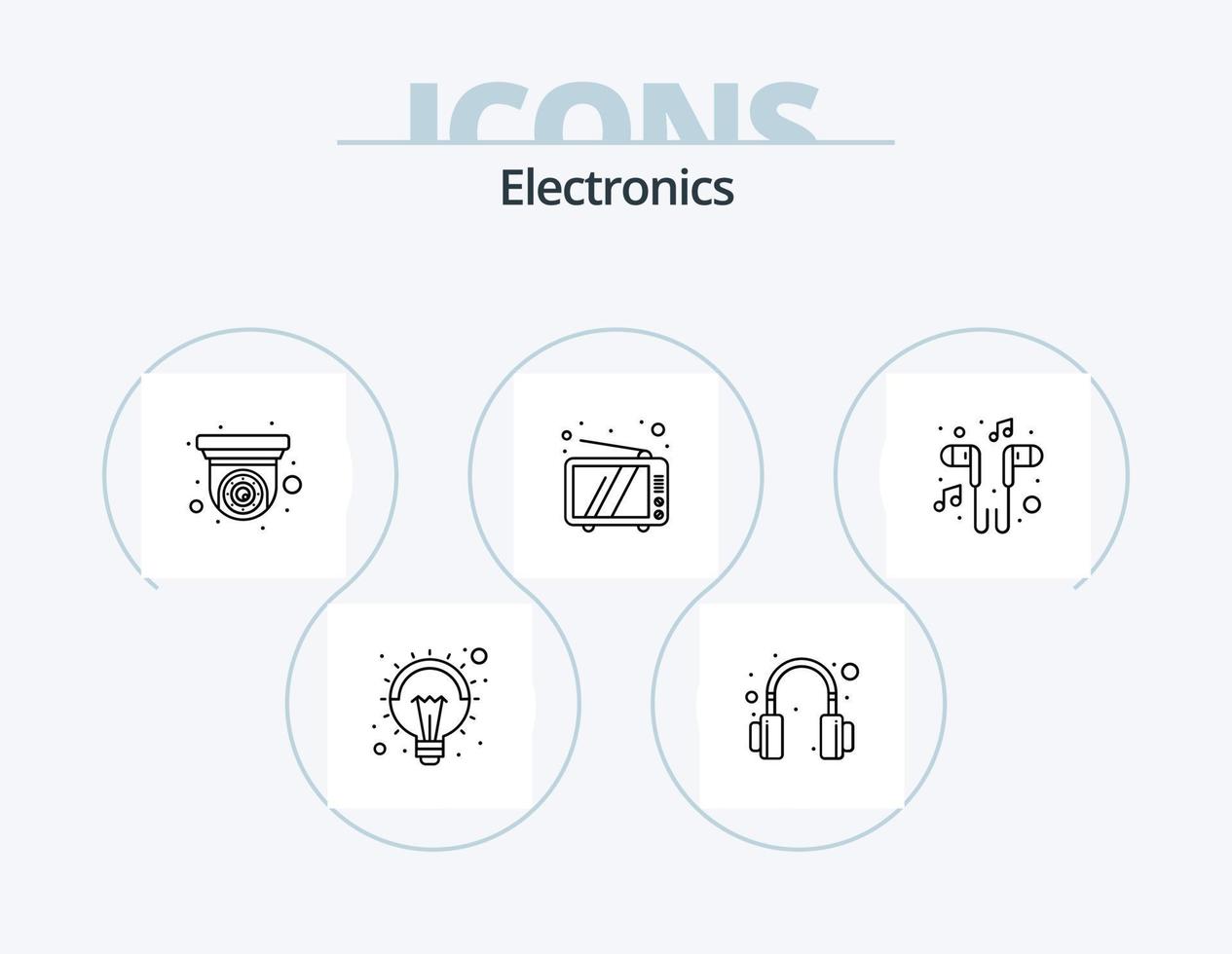 ícone da linha eletrônica pack 5 design de ícones. . lâmpada. processar. leve. lâmpada vetor