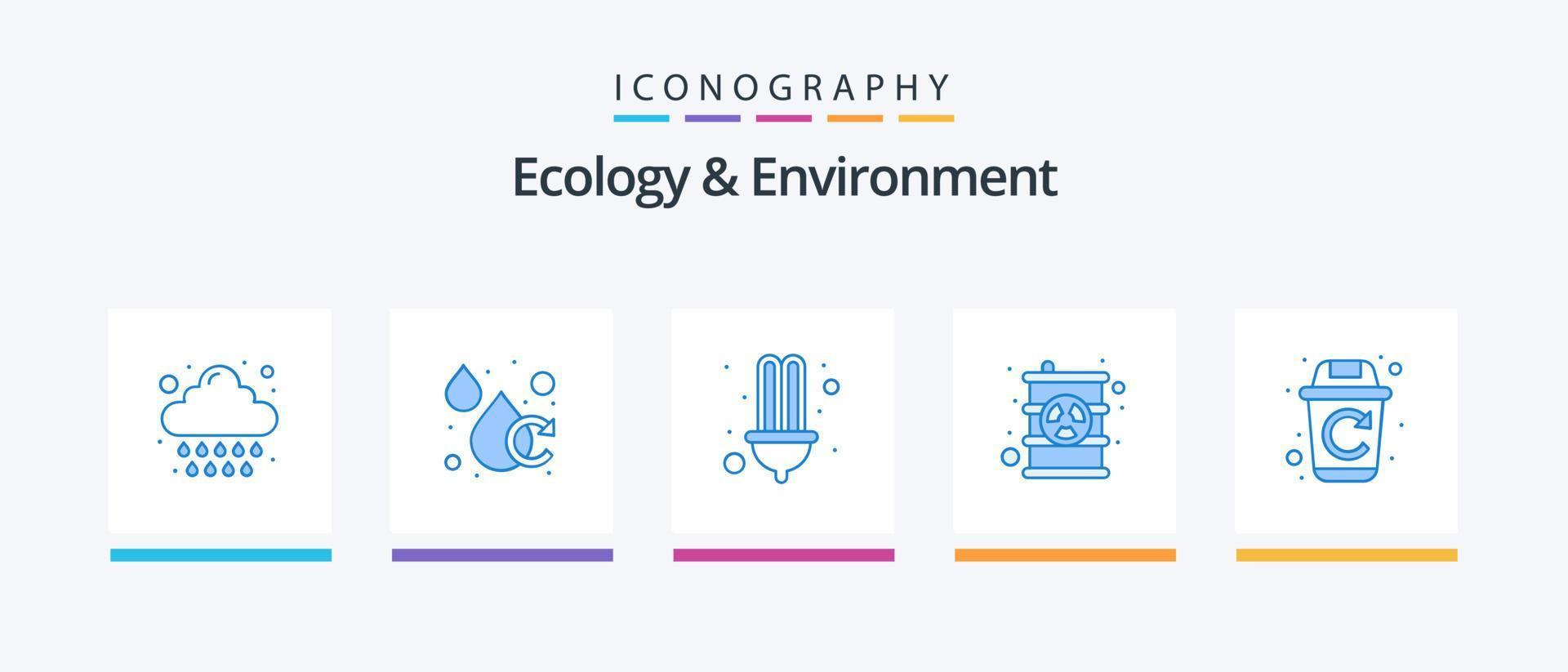 pacote de ícones de ecologia e meio ambiente azul 5, incluindo reciclagem. óleo. elétrico. radioativo. nuclear. design de ícones criativos vetor