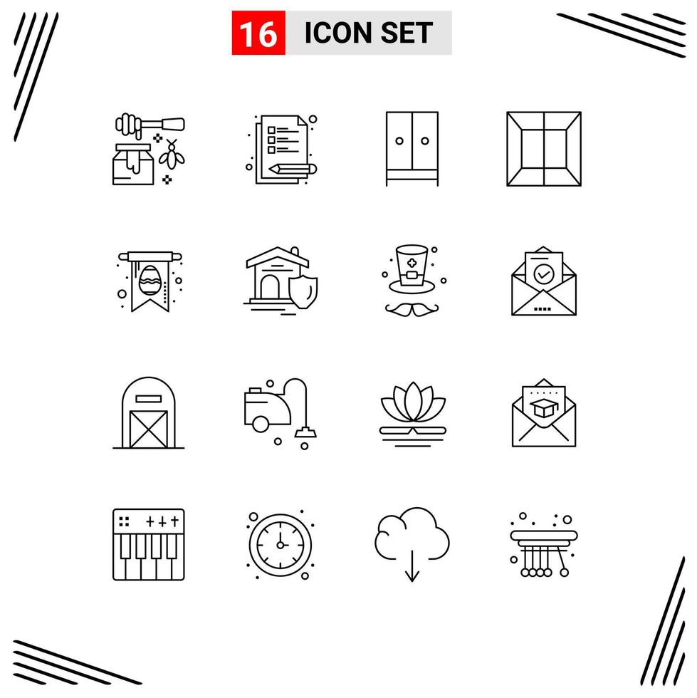 16 ícones criativos sinais modernos e símbolos de elementos de design de vetores editáveis de impressora de escaneamento de cartão de ovo