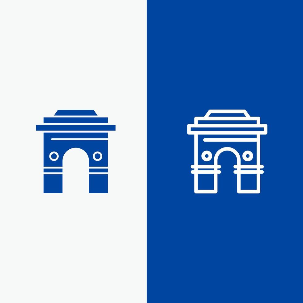 cultura global hinduísmo índia indiano srilanka templo linha e glifo ícone sólido azul bandeira linha e glifo ícone sólido bandeira azul vetor
