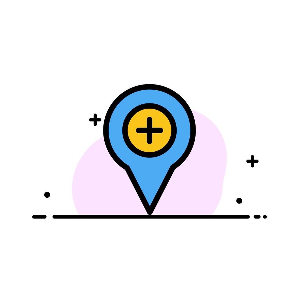 pino de navegação do mapa de localização mais modelo de banner de vetor de ícone cheio de linha plana de negócios
