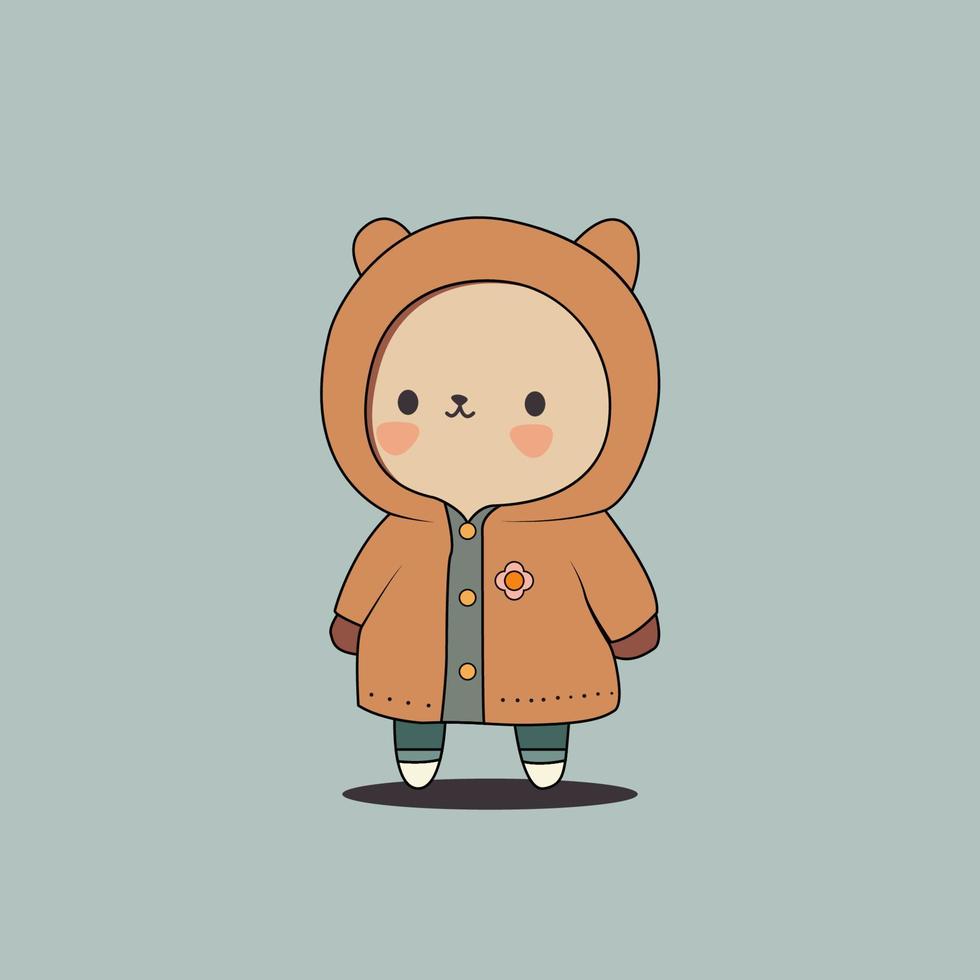 ilustração de ícone de vetor de personagem de desenho animado de urso fofo conceito de ícone de natureza animal isolado vetor premium plano