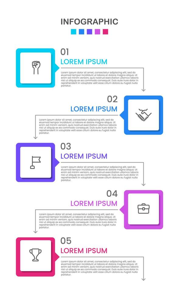 processo de negócios infográfico vertical. informações de negócios da linha do tempo. ilustração vetorial. vetor