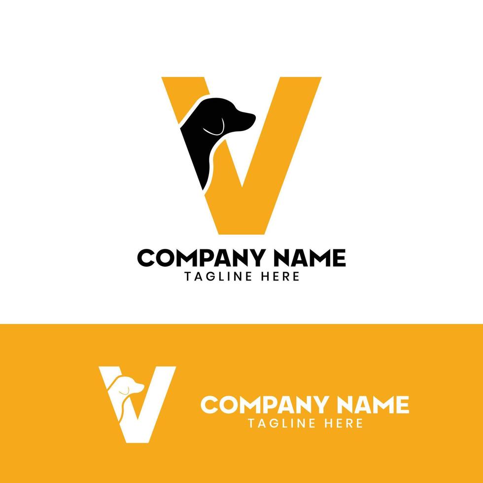 inspiração de modelo de design de logotipo de cachorro letra v, vetor de cachorro, logotipo inicial