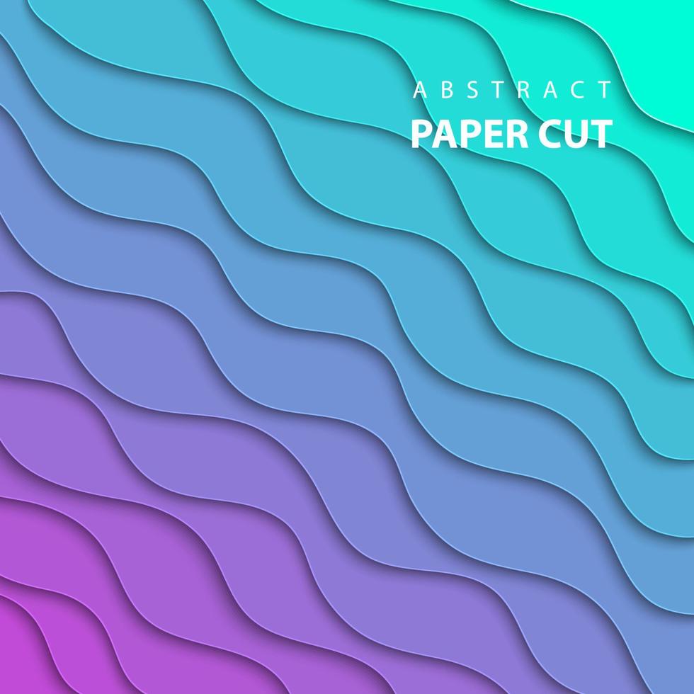 fundo vetorial com lilás neon e papel de cor gradiente turquesa corta formas geométricas. Estilo de papel abstrato 3d, layout de design para apresentações de negócios, panfletos, cartazes, decoração, cartões vetor