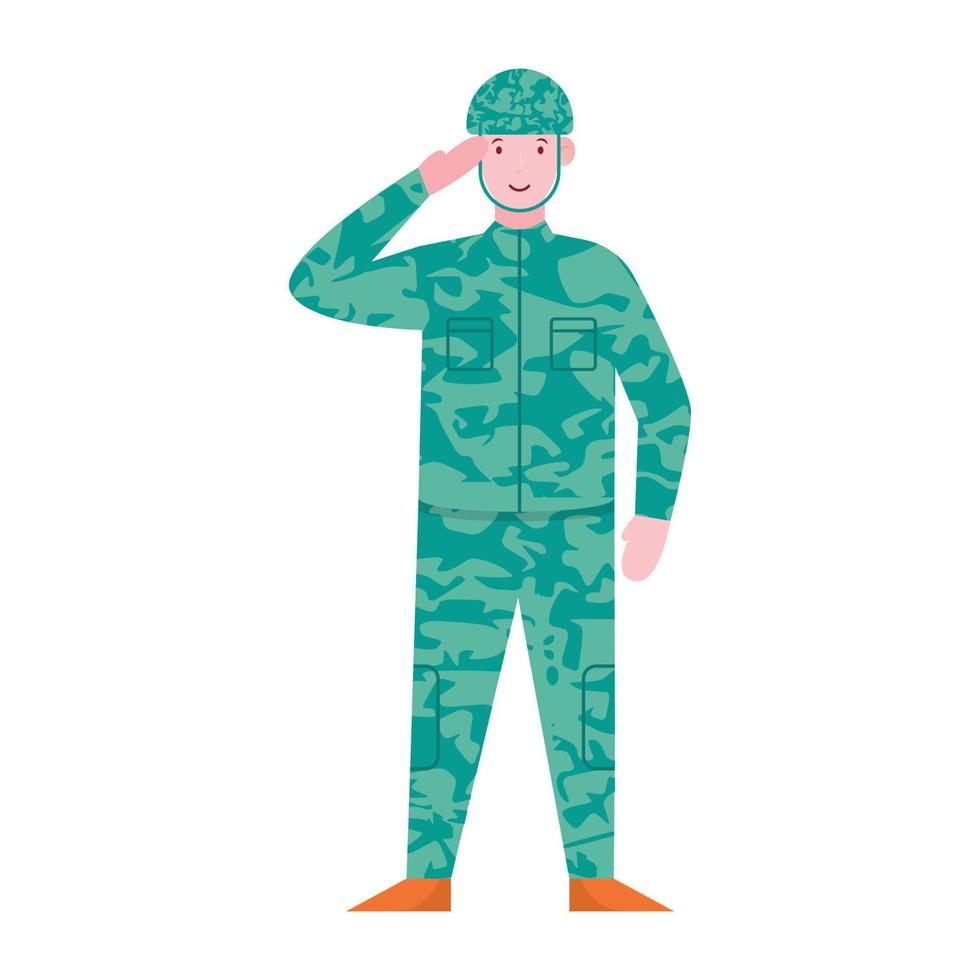 uma ilustração de pessoa do exército em caráter plano vetor