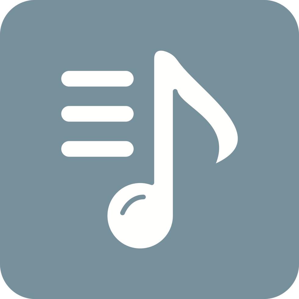 ícone de fundo de canto redondo de glifo de nota musical vetor