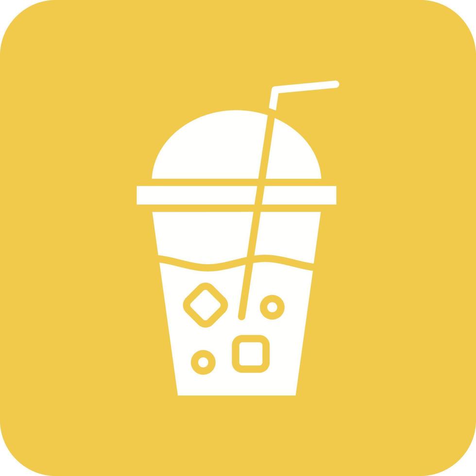 ícone de fundo de canto redondo de glifo de bebida gelada vetor