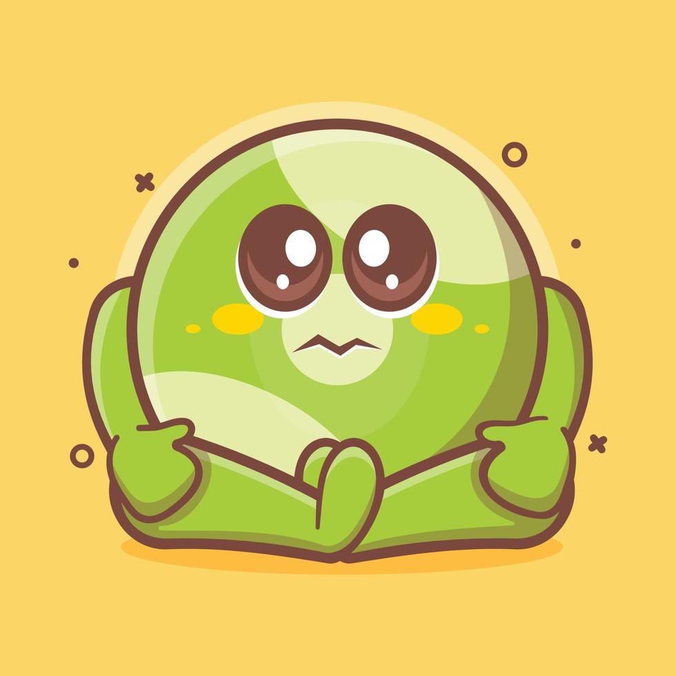 mascote de personagem de bola de bilhar engraçado com desenho animado isolado de expressão triste em design de estilo simples vetor