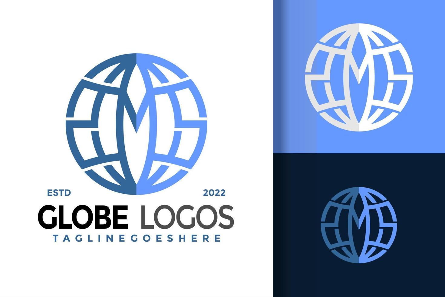 modelo de ilustração vetorial de design de logotipo de globo abstrato letra m vetor