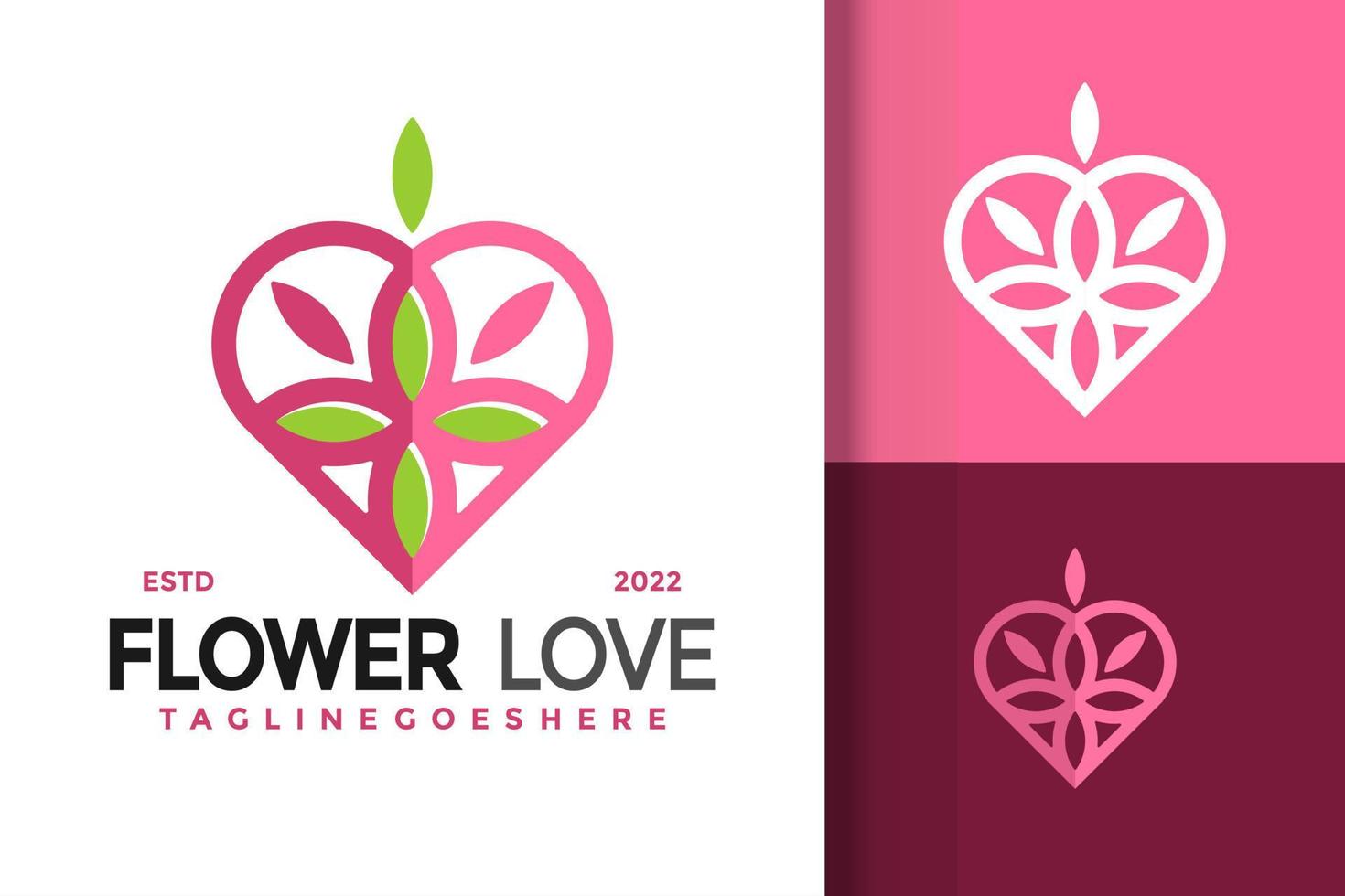 modelo de ilustração vetorial de design de logotipo de amor de flor da natureza vetor